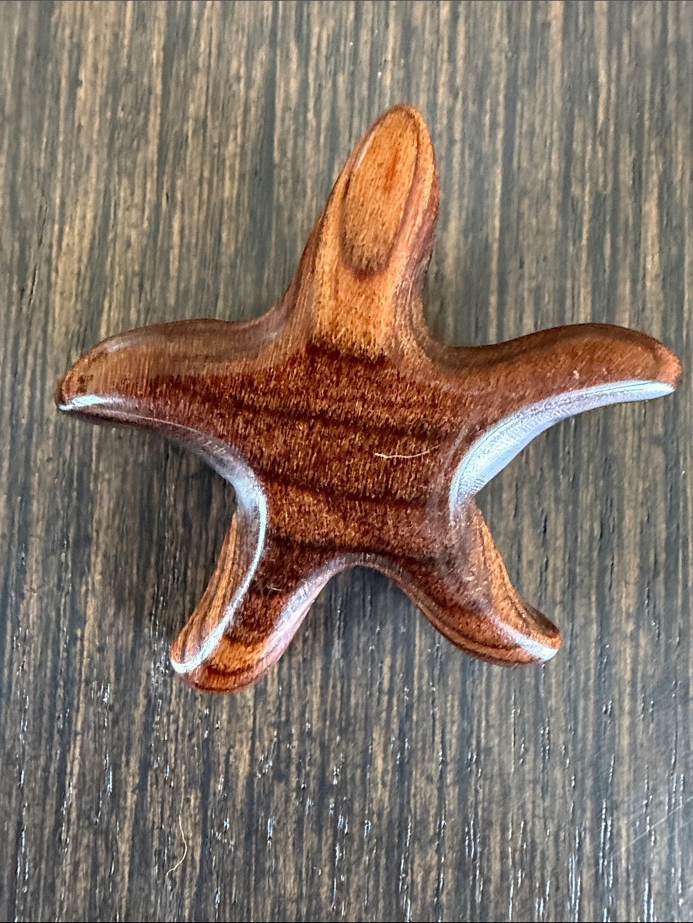 VINTAGE CARVED WOODEN STARFISH BROOCH Beach Coastal Sea Life Pin